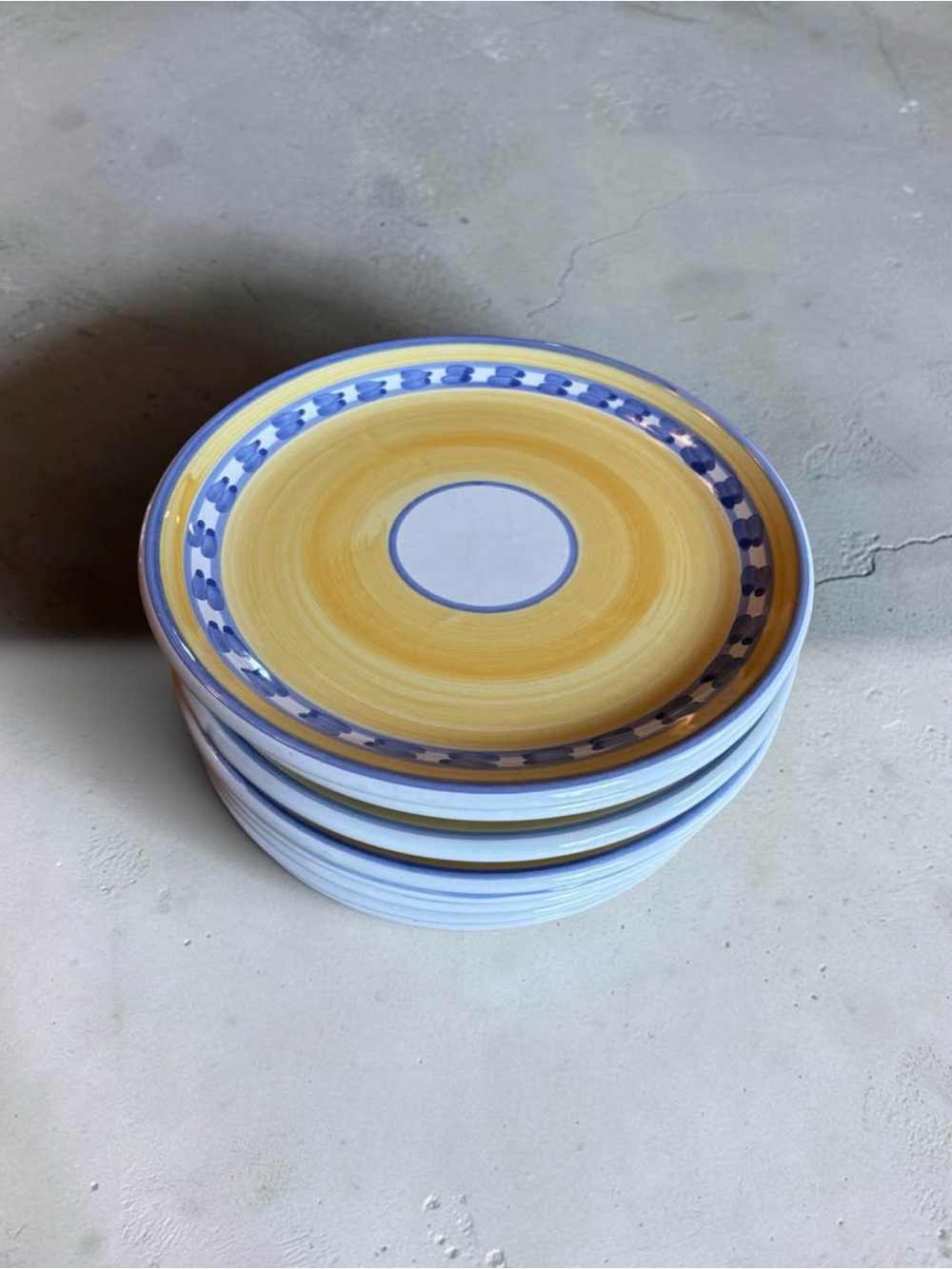 Ceramic Yellow and Blue Decorative Dinner Plates